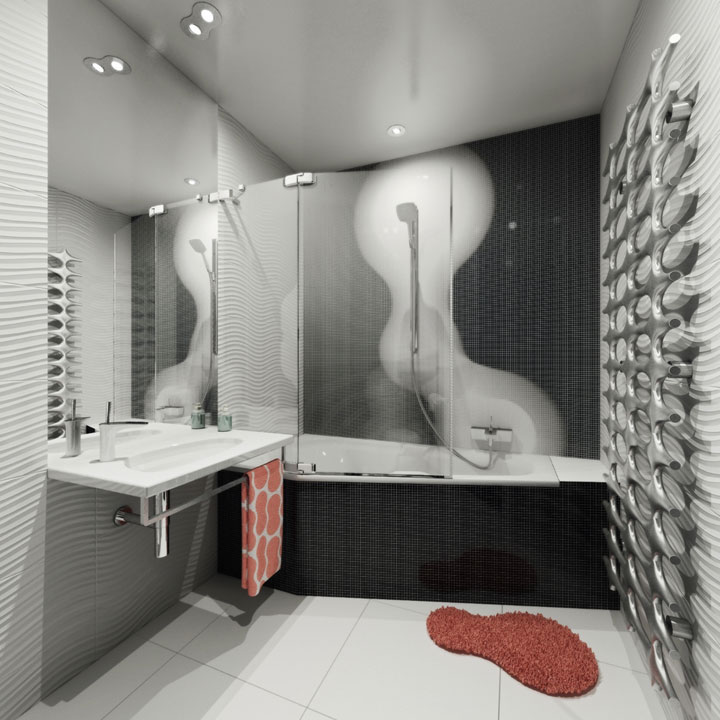сучасна ванна в інтер'єрі концептуальних апартаментів